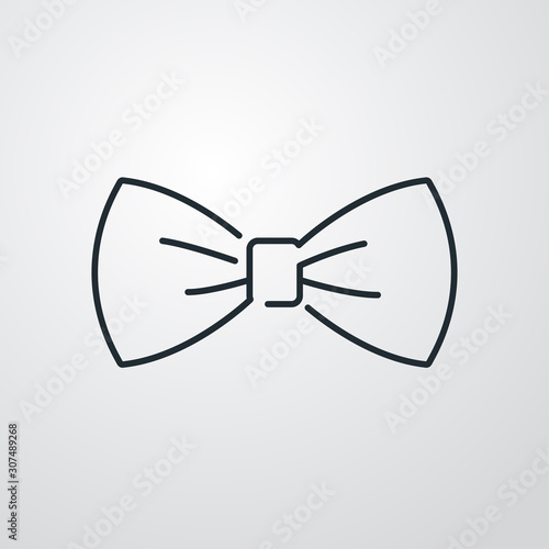 Icono plano lineal corbatín en fondo gris