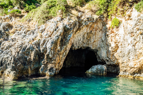 Paleokastritsa, Greece, 2018-09-03: The view of Blue Eye Cave from outside © Anastasija