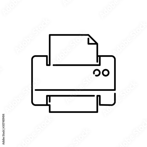 Icono plano lineal impresora en color negro
