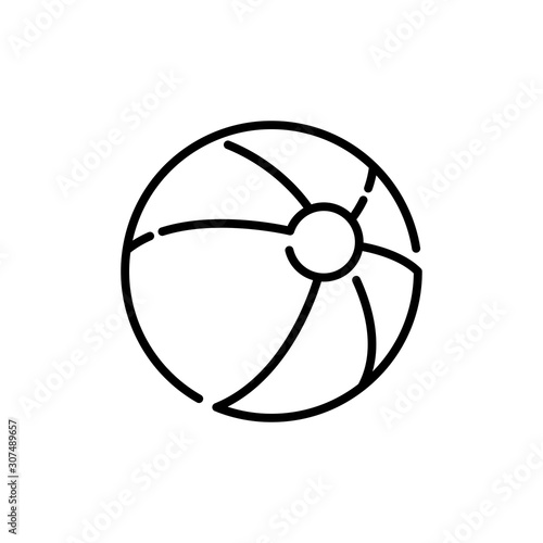Icono plano lineal balón de playa en color negro