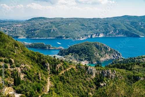 Spectacular view of the bay next to Angelokastro, Byzantine castle ruins.