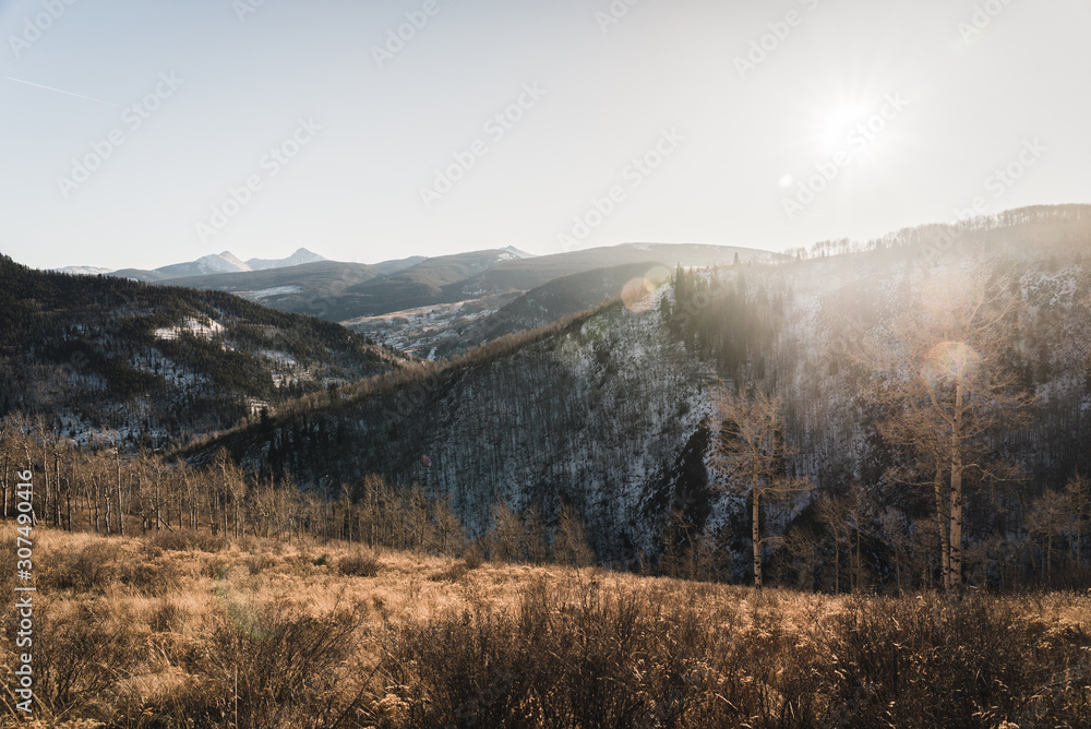 Fototapeta premium Landscape view of snow dusted hills near Vail, Colorado.
