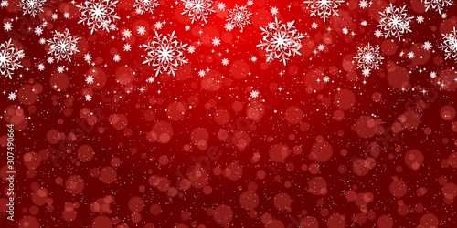 Christmas and New Year elegant blurred vector background with stars  snowflakes and bokeh effect