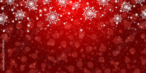 Christmas and New Year elegant blurred vector background with stars, snowflakes and bokeh effect