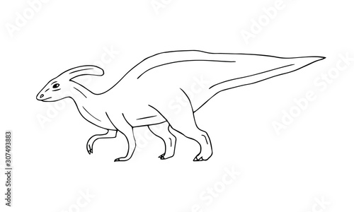 Vector hand drawn doodle sketch parasaurolophus dinosaur isolated on white background © Sweta