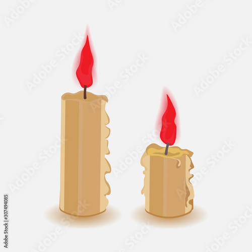 a set of burning wax candles, romantic nastraenie, decoration of