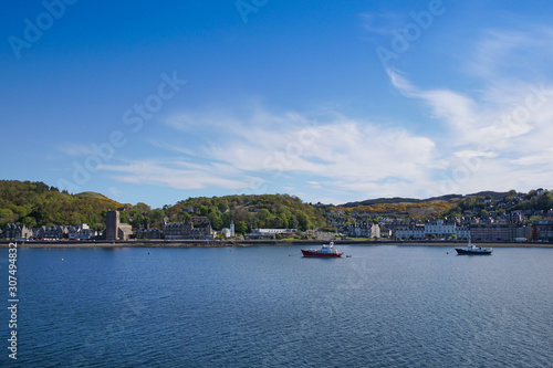 View over Oban and Oban harbour from the water