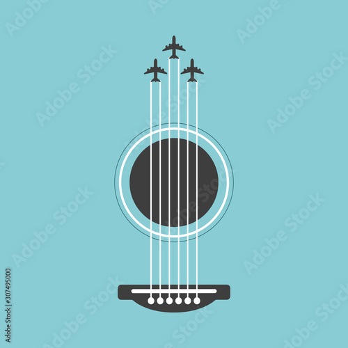 Obraz na plátne Vector guitar flat style illustration