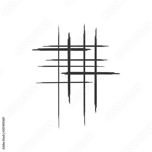scratched wall black hand drown lines on white background