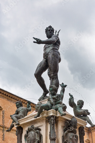 Famous Neptune fountain in Bologna  Italy.