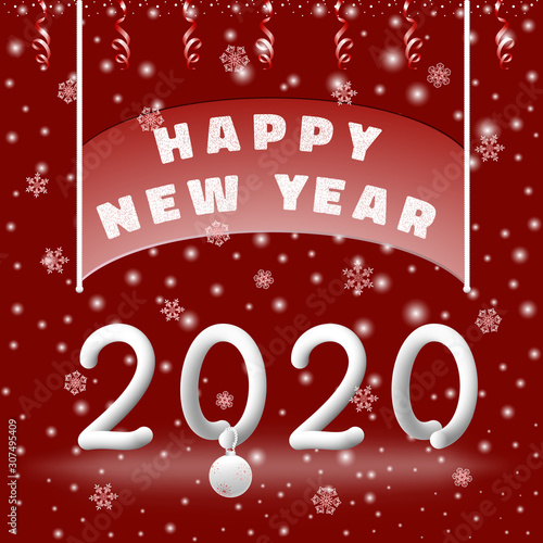 Happy New Year 2020 red background