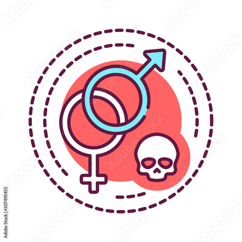 Sex addiction color line icon. Physical or emotional dependence on having sexual intercourse. Pictogram for web page, mobile app, promo. UI UX GUI design element. Editable stroke.