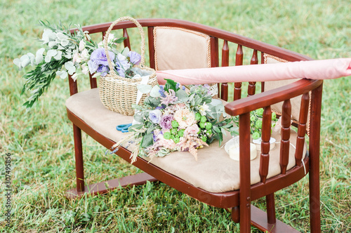 bench and chairs in garden