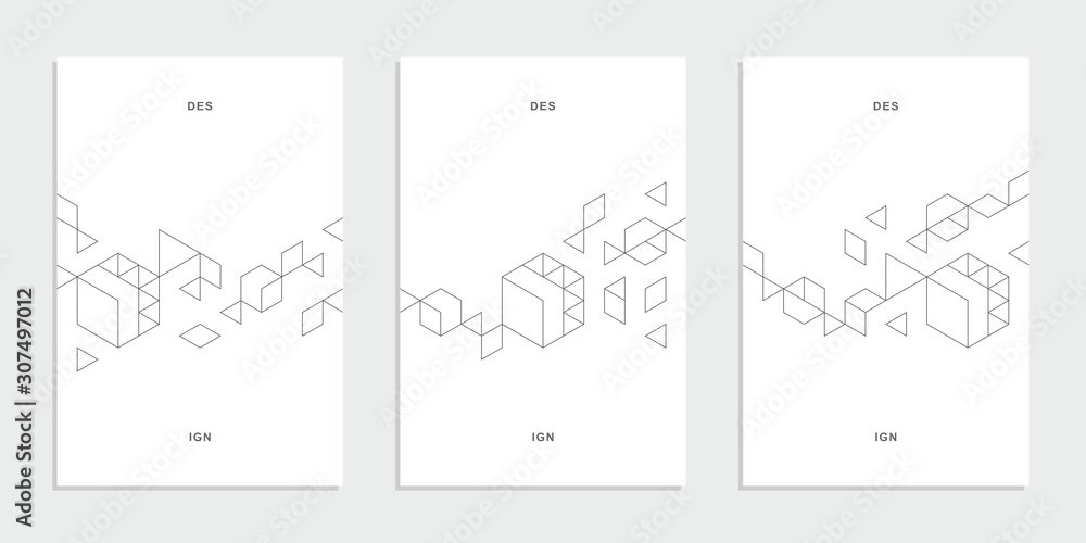 Abstract geometric technological banner. Corporate identity flyer. Vector set background.