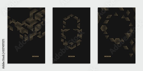 Abstract geometric technological banner. Corporate identity flyer. Vector set background.