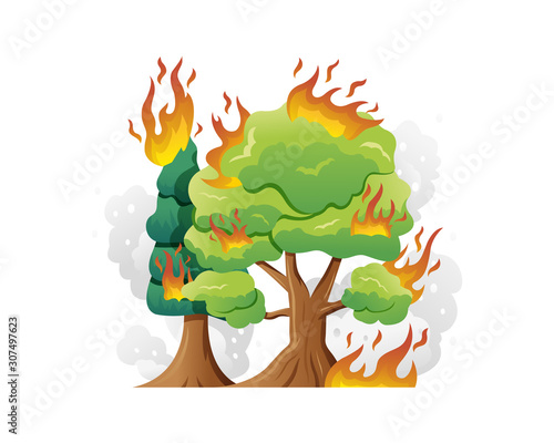 Forest fire vector illustration