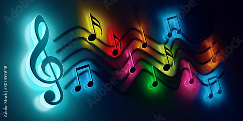 Fondo musical.Concepto de canción y melodía.Notas musicales y pentagrama. photo
