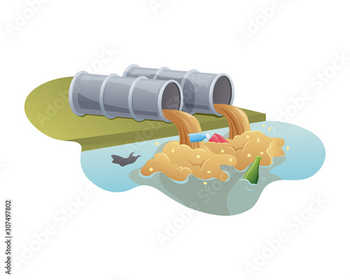 Water Pollution from Industrial Pipe