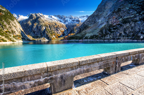 Gelmer Lake near by the Grimselpass in Swiss Alps, Gelmersee, Switzerland