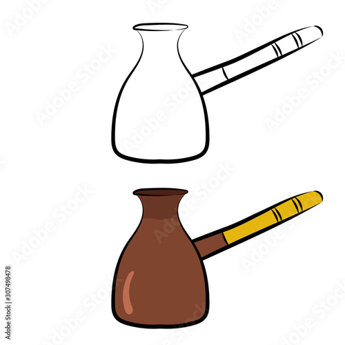 Jezve turkish coffe pot icon. Vector illustration