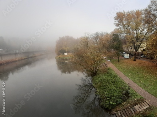 river in fog