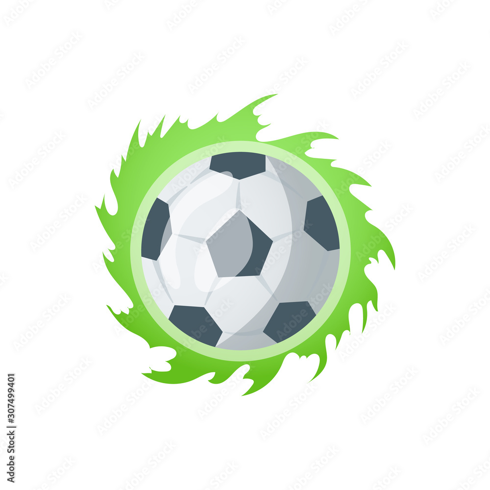 Football or soccer balls with motion trails in black and white for sporting emblems, logo design. Collection of soccer balls with curved color motion trails vector illustrations Football or soccer balls with motion trails in black and white for sporting emblems, logo design. Collection of soccer balls with curved color motion trails vector illustrations