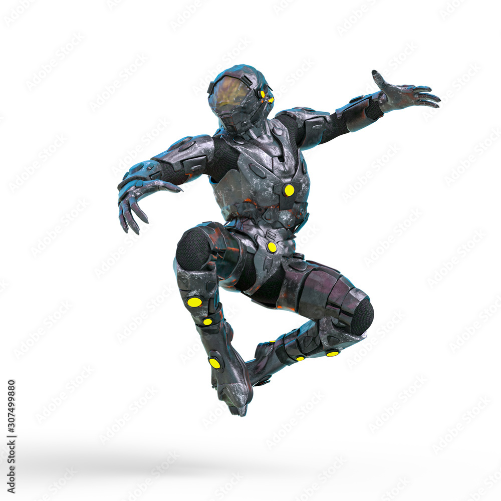 reptilian officer doing a nice jump in white background reptilian officer doing a nice jump in white background