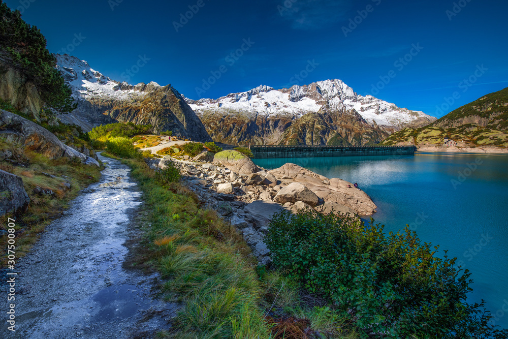 Gelmer Lake near by the Grimselpass in Swiss Alps, Gelmersee, Switzerland Gelmer Lake near by the Grimselpass in Swiss Alps, Gelmersee, Switzerland