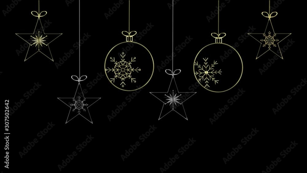 Shiny Christmas Ornaments. Christmas card with gold and silver ornaments and stars, 10 seconds duration. Shiny Christmas Ornaments. Christmas card with gold and silver ornaments and stars, 10 seconds duration.