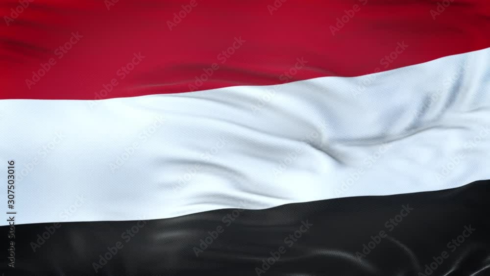 Yemen flag waving in the wind with highly detailed fabric texture. Seamless loop Yemen flag waving in the wind with highly detailed fabric texture. Seamless loop