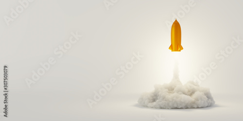 Rockets being launched, success and growth concepts, original 3d rendering