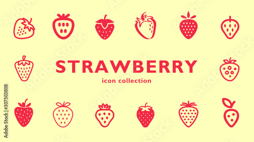 strawberry  icon collection (vector fruits) photo