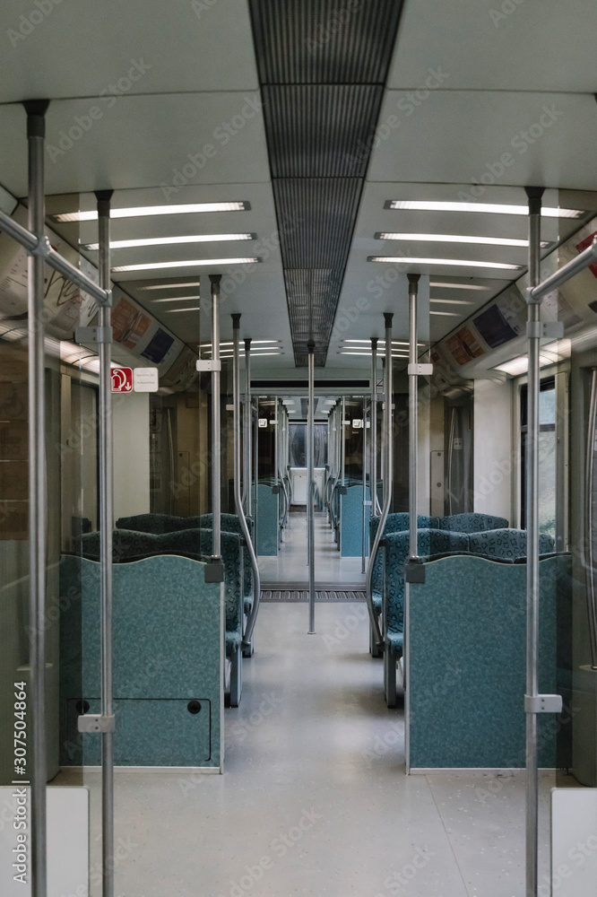 Inside view of empty commuter line, Berlin, Germany Inside view of empty commuter line, Berlin, Germany
