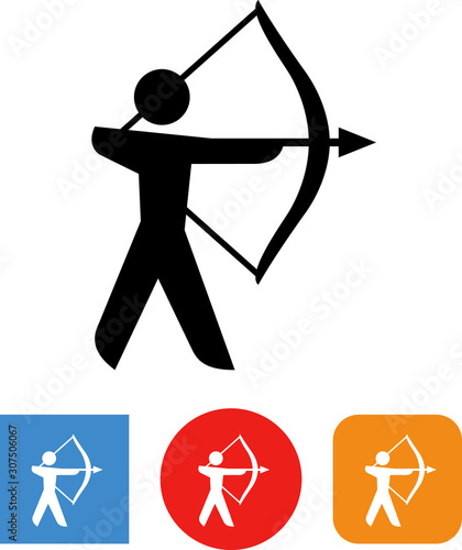 Sportsman With Bow And Arrow Vector Icon