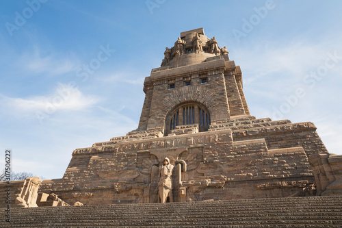 Low angle view of V?lkerschlachtdenkmal against sky in Leipzig during sunny day, Saxony, Germany photo