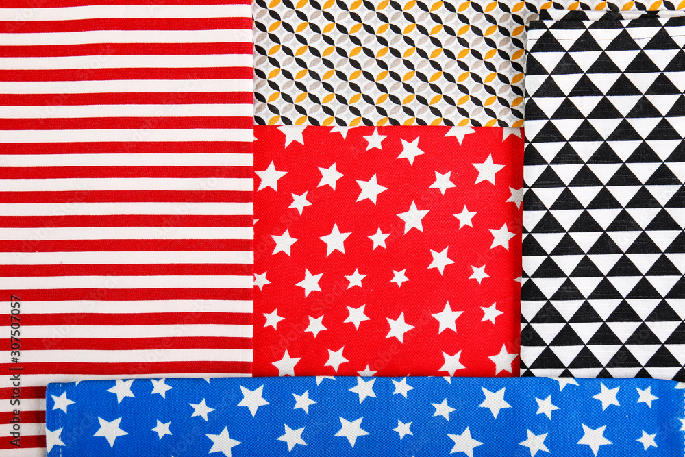 Fototapeta premium Different clean fabric, top view