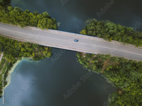 Aerial view of Bridge over Volga River, Moscow, Russia photo