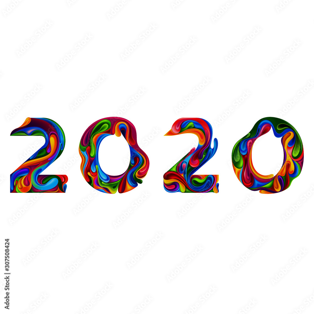 New Year 2020. Vector numbers in the style of sweet caramel. New Year 2020. Vector numbers in the style of sweet caramel.