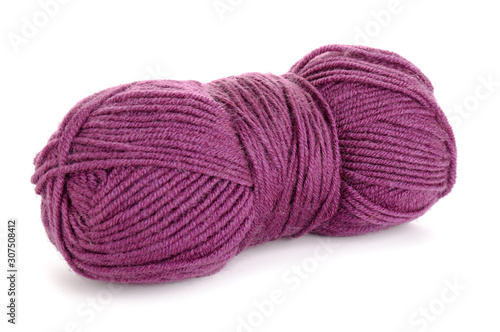 Knitting yarn on white background