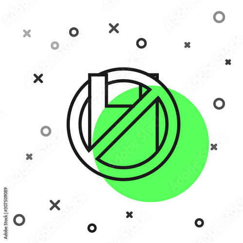 Black line Say no to plastic bags poster icon isolated on white background. Disposable cellophane and polythene package prohibition sign. Vector Illustration