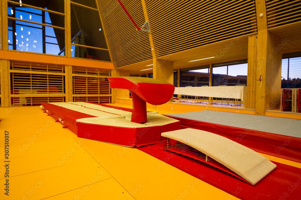 Naklejka premium Gymnastic equipment in a gymnastic center 