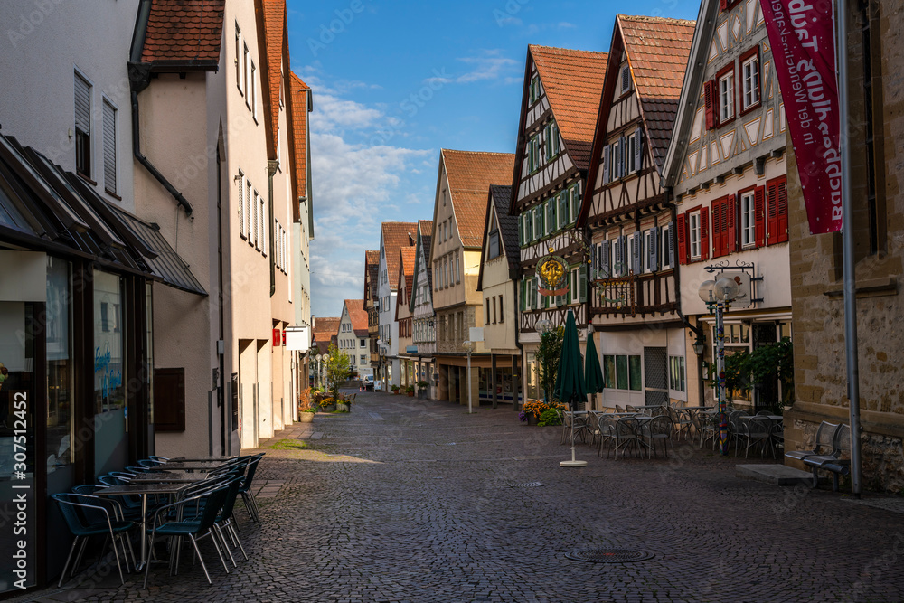 Street amidst buildings at Marbach am Neckar, Ludwigsburg, Baden-W?rttemberg, Germany Street amidst buildings at Marbach am Neckar, Ludwigsburg, Baden-W?rttemberg, Germany