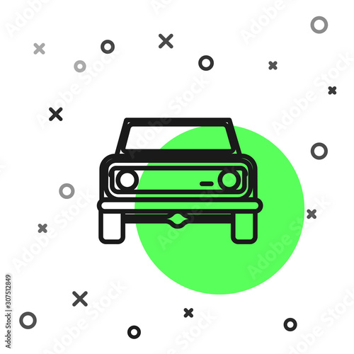 Black line Off road car icon isolated on white background. Jeep sign. Vector Illustration