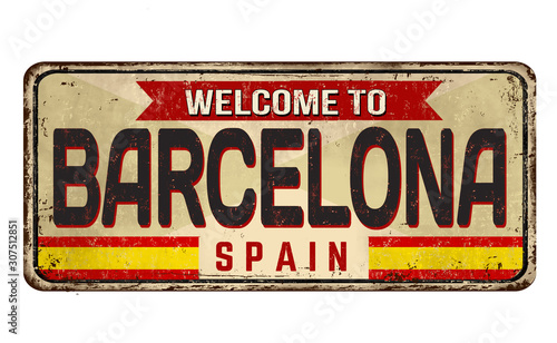 Barcelona vintage rusty metal sign