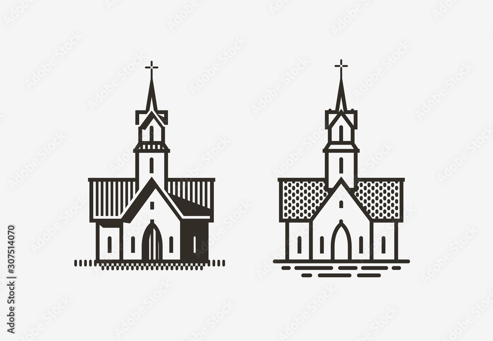 Church logo or label. Religion symbol. Vector illustration