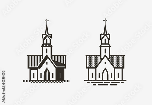 Fototapete Church logo or label. Religion symbol. Vector illustration