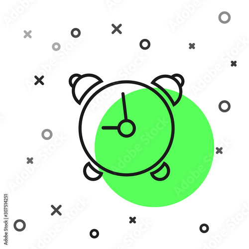 Black line Alarm clock icon isolated on white background. Wake up, get up concept. Time sign. Vector Illustration