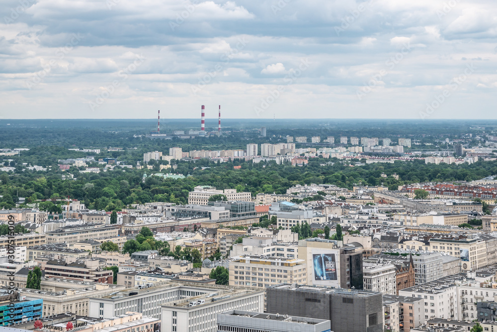 Panoramic view of the city Warsaw in Poland Panoramic view of the city Warsaw in Poland