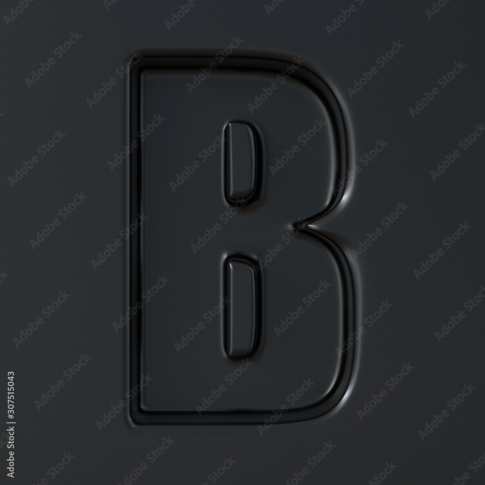Black engraved font Letter B 3D Black engraved font Letter B 3D
