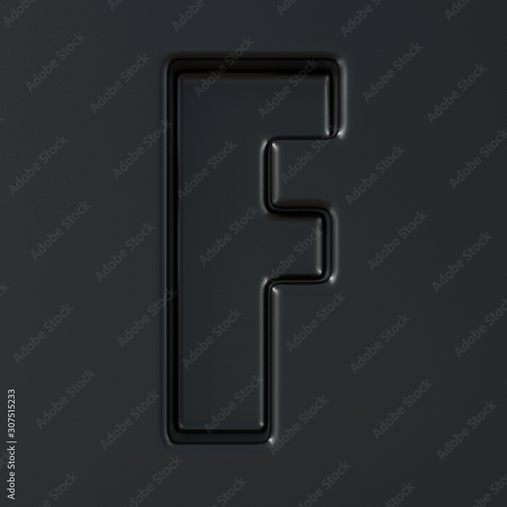Black engraved font Letter F 3D Black engraved font Letter F 3D